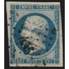 n°15, Napoléon non-dentelé 25c bleu, oblitéré losange petits chiffres - TB