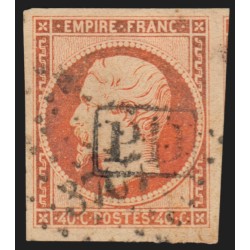 n°16, 40c orange, oblitéré cachet PD noir + PC 3707 CONSTANTINOPLE Turquie B/TB