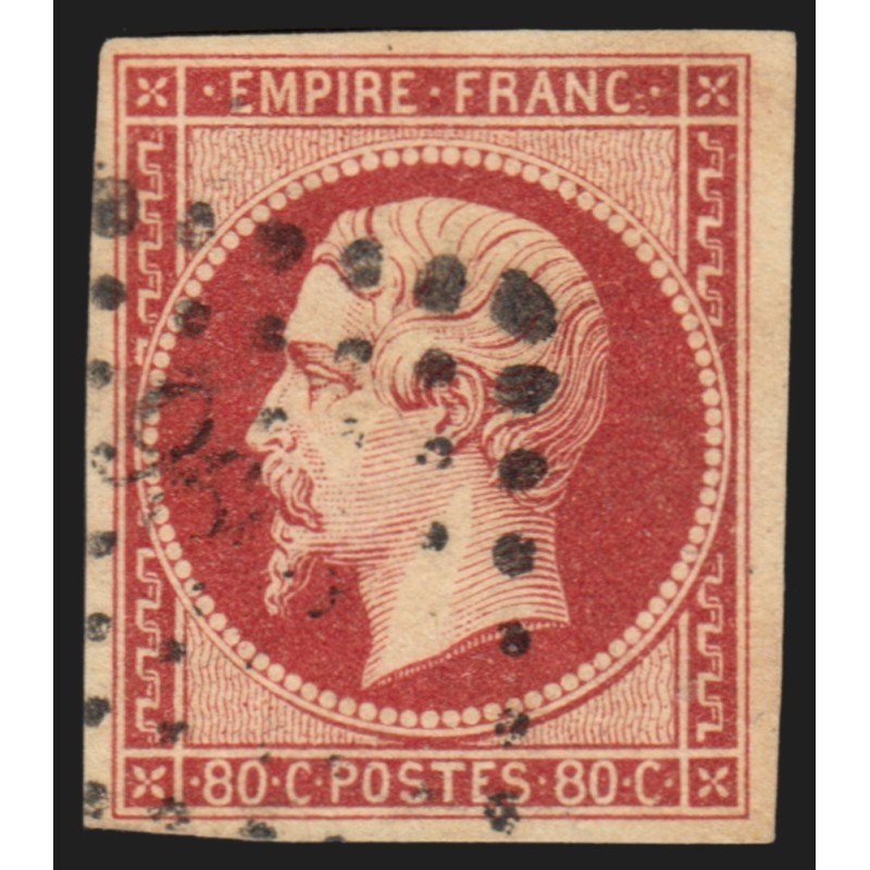 n°17A, Napoléon non-dentelé 80c carmin, oblitéré losange petits chiffres - TB