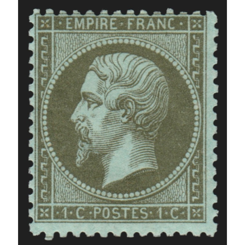 n°19, Napoléon Empire dentelé, 1c vert-olive, neuf * légère trace de ch. - TB