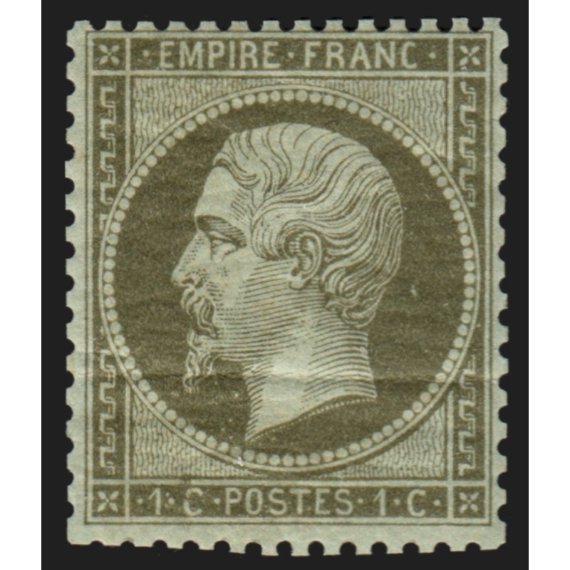n°19a, Napoléon 1c vert-bronze, neuf * légère trace de charnière - B/TB