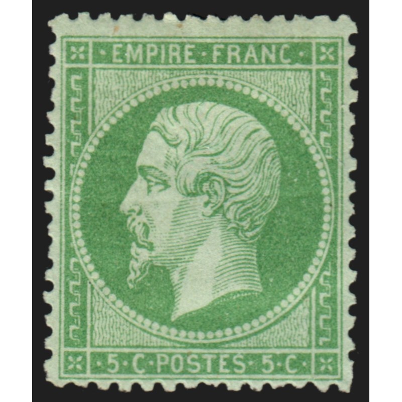 n°20, Napoléon 5c vert, neuf * avec charnière un peu forte - B/TB