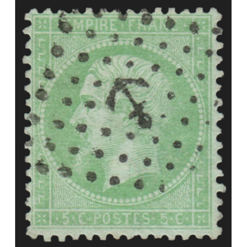 n°20, Napoléon 5c vert-pâle, oblitéré Ancre maritime, signé A.BRUN - TTB