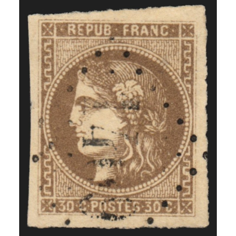 n°47a, Cérès de Bordeaux, 30c brun-clair, oblitéré Gros Chiffres - TB D'ASPECT