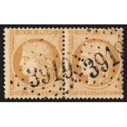 n°36, paire, Cérès Siège de Paris, 10c bistre, oblitéré GC 3919 TERGNIER - TB