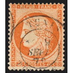 n°38, Cérès Siège de Paris, 40c orange, oblitéré càd TUNIS - TB