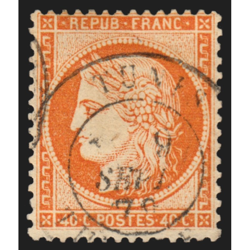 n°38, Cérès Siège de Paris, 40c orange, oblitéré càd TUNIS - TB