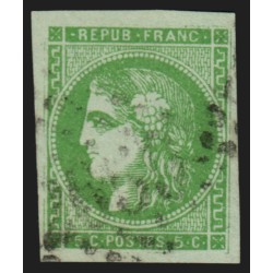 n°42B, Cérès de Bordeaux0, 5c vert-jaune, oblitéré, signé SCHELLER - TB