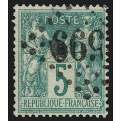 n°64, Sage 5c vert, Type I, oblitéré Jour de l'An losange Gros Chiffres - TB