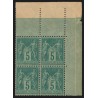 n°75, bloc coin de feuille, Sage 5c vert-sur-verdâtre, neuf **/* - TTB D'ASPECT