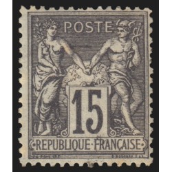 n°77, Sage 15c gris, Type II, neuf * trace de charnière, GNO - TB D'ASPECT