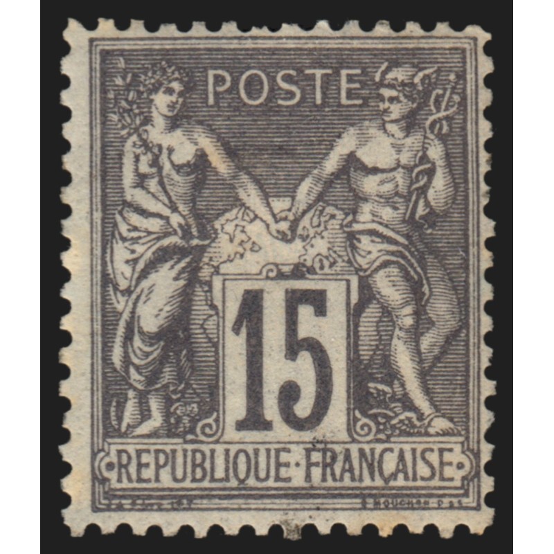 n°77, Sage 15c gris, Type II, neuf * trace de charnière, GNO - TB D'ASPECT