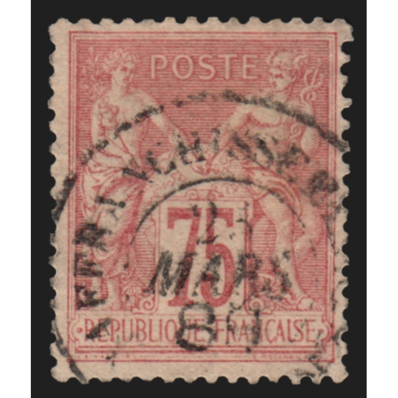n°81, Sage 75c rose, Type II, oblitéré càd AFFRANCHISSEMENT... - TB