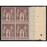 n°88, bloc de quatre bord de feuille, Sage 4c lilas-brun, neuf ** - TB