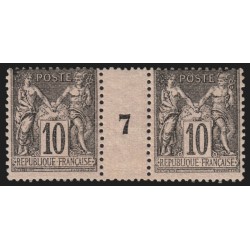 n°89, paire millésime 7, Sage 10c noir sur lilas, Type II, neuf ** - TB