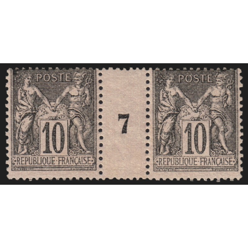 n°89, paire millésime 7, Sage 10c noir sur lilas, Type II, neuf ** - TB