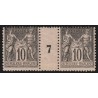 n°89, paire millésime 7, Sage 10c noir sur lilas, Type II, neuf ** - TB