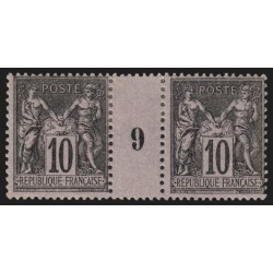 n°89, paire millésime 9, Sage 10c noir sur lilas, Type II, neuf * - TB