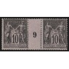 n°89, paire millésime 9, Sage 10c noir sur lilas, Type II, neuf * - TB