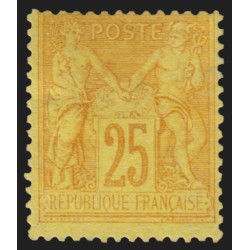 n°92, Sage 25c bistre sur jaune, neuf * avec trace de charnière - TB D'ASPECT