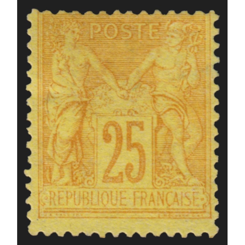 n°92, Sage 25c bistre sur jaune, neuf * avec trace de charnière - TB D'ASPECT