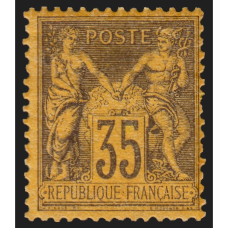 n°93, Sage 35c violet-noir, neuf * avec trace de ch. signé CALVES - TB