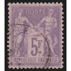 n°95, Sage 5fr violet sur lilas, oblitéré - TTB