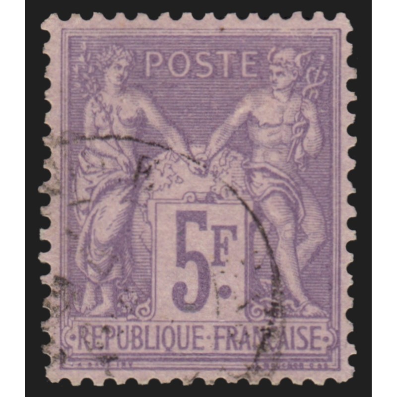 n°95, Sage 5fr violet sur lilas, oblitéré - TTB