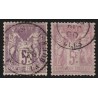 n°95/95a, les 2 nuances, Sage 5fr violet-sur-lilas + lilas-rose - B/TB