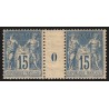 n°101, paire millésime 0, Sage 15c bleu, papier quadrillé, neuf * - TB