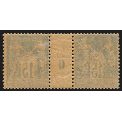 n°101, paire millésime 0, Sage 15c bleu, papier quadrillé, neuf * - TB