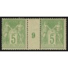 n°102, paire millésime 9, Sage 5c vert-jaune, N sous B, neuf ** - TB