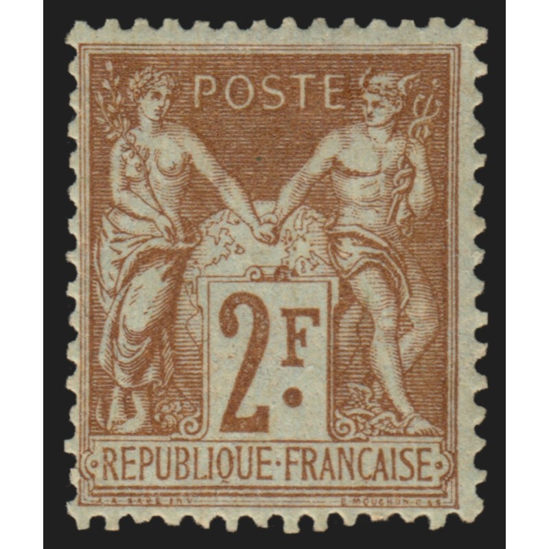 n°105, Sage 2fr bistre (N sous B), neuf * avec trace de ch. - TB D'ASPECT