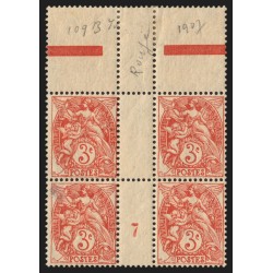 n°109f, variété "Type IA" en bloc millésime 7, neuf ** sans charnière - TB