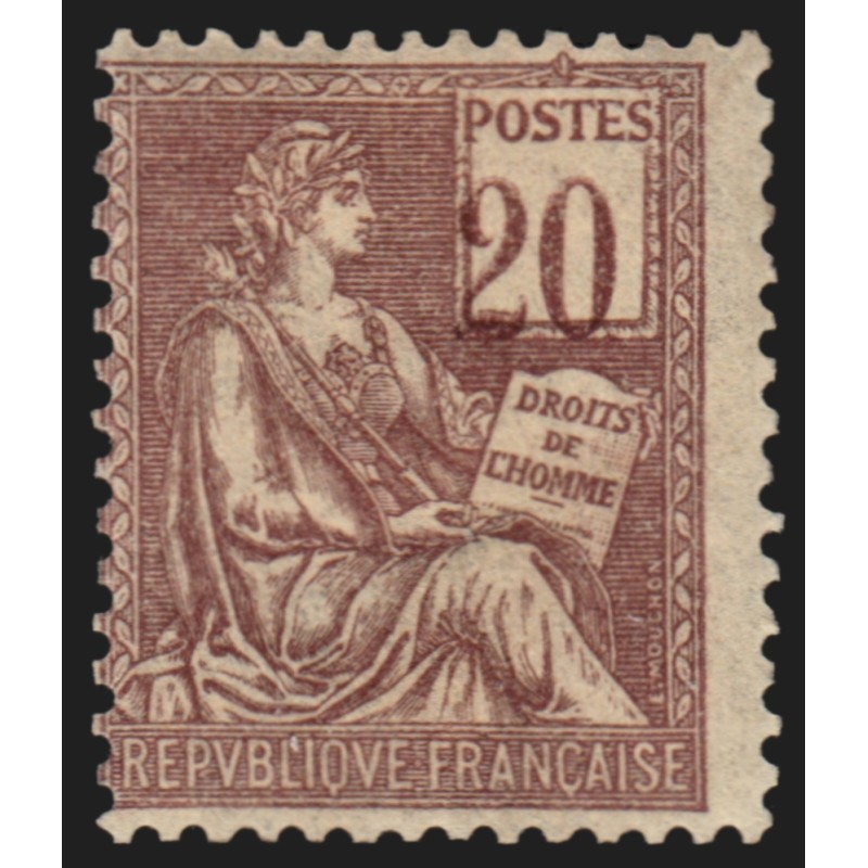 n°113a, variété "chiffres très déplacés", Mouchon 20c brun-lilas, neuf * - TB