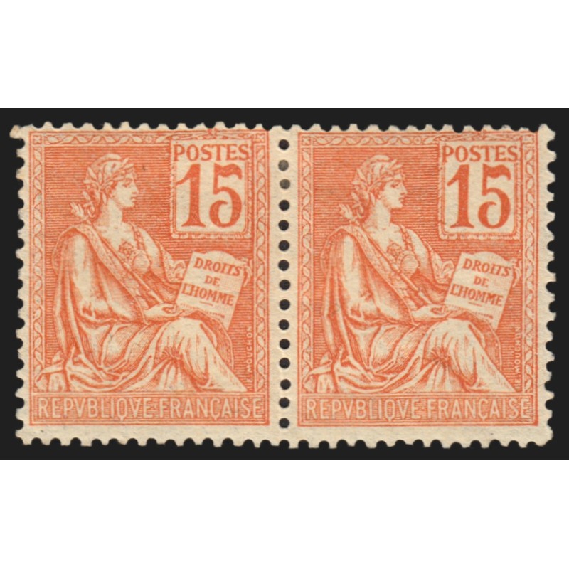 n°117a, variété "chiffre 1 touchant le cadre" tenant à normal, neuf * - TTB