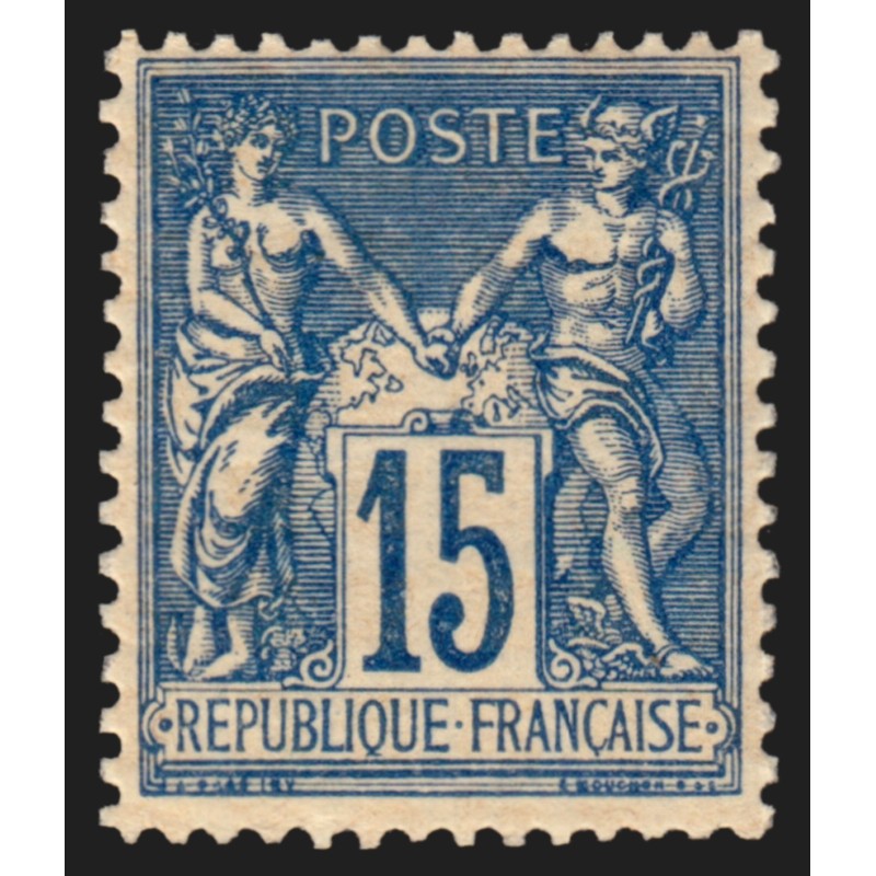 n°101, Sage 15c bleu, papier quadrillé, neuf ** sans charnière - TTB