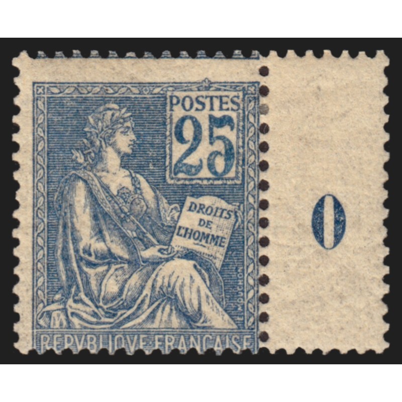 n°118, millésime 0, Mouchon 25c bleu, Type II, neuf * petite charnière - B/TB