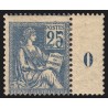 n°118, millésime 0, Mouchon 25c bleu, Type II, neuf * petite charnière - B/TB