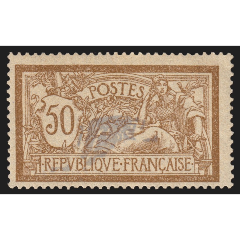 n°120b, variété "centre déplacé", Merson 50c brun et gris, neuf * - TB