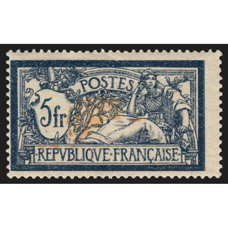 n°123c, variété "centre déplacé", Merson 5fr bleu et chamois, neuf ** - B/TB
