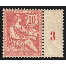 n°124, Mouchon retouché 10c rose, avec millésime 3, neuf ** sans charnière - TB