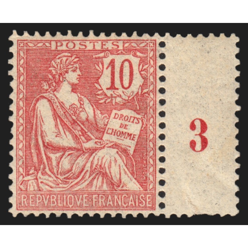 n°124, Mouchon retouché 10c rose, avec millésime 3, neuf ** sans charnière - TB