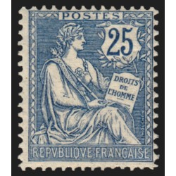 n°127, Mouchon retouché, 25c bleu, neuf * légère trace de charnière - TB