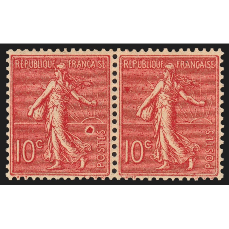 n°129, variété "anneau-lune", Semeuse lignée 10c rose, neuf ** - SUPERBE