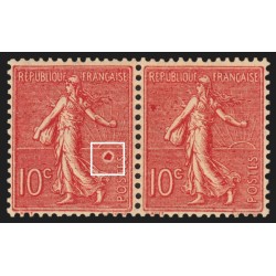 n°129, variété "anneau-lune", Semeuse lignée 10c rose, neuf ** - SUPERBE