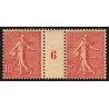 n°129b, paire millésime 6, Semeuse lignée 10c rose, Type III, neuf ** - TB