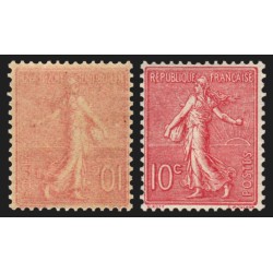 n°129e, variété "impression recto-verso", Semeuse lignée 10c rose, neuf ** - TB