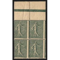n°130, variété "piquage à cheval" Semeuse lignée 15c vert-gris, neuf ** - TB