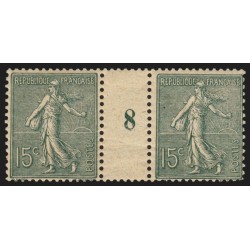 n°130c, paire millésime 8, Semeuse 15c vert-gris, Type IV, neuf ** - B/TB